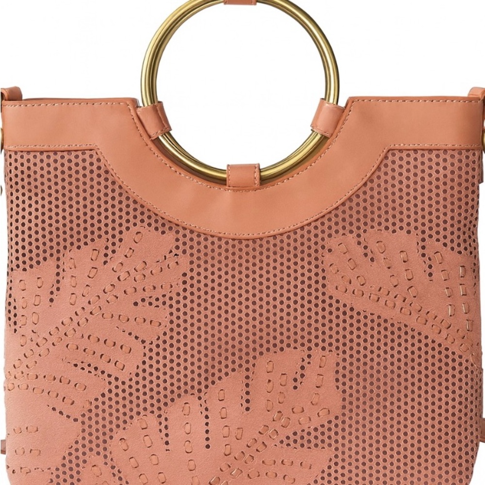 Faux leather blush gold hardware texture cloth purse
